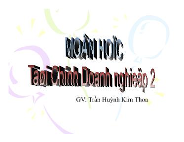 Môn học tài chính doanh nghiệp